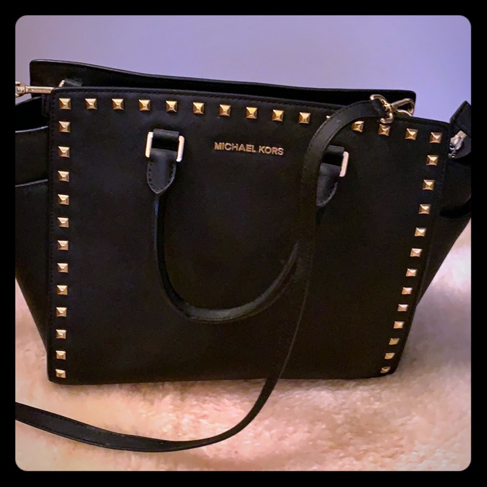 Large Michael Kors black rock stud purse